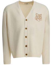 Maison Kitsuné - Truien & Vesten ,Wol Fox Head Intarsia Merino Cardigan - Lyst