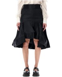 Sacai - Rokken ,Zwart ,Nylon Nylon Twill Midi Rok - Lyst