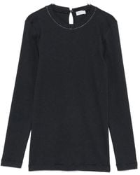 Brunello Cucinelli - Blaue T-Shirts Und Polos Mit Schlüsselloch-Detail - Lyst