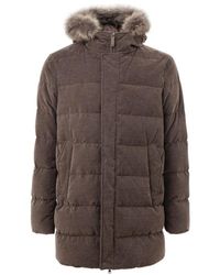 Herno - Jassen ,Bruin ,Katoen Bruine Katoenen Hoodie Jas - Lyst