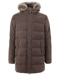 Herno - Jassen ,Bruin ,Katoen Bruine Katoenen Hoodie Jas - Lyst