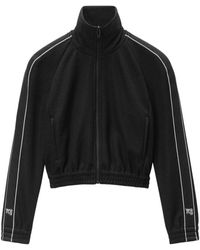 Alexander Wang - Hoodies & Sweatvesten ,Zwart ,Zwarte Jas Met Logo-Tape Details - Lyst
