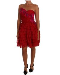 Dolce & Gabbana Dress Tulle Floral Application Bustier - Roze
