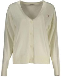 Guess - Truien & Vesten ,Wit ,Polyester Polyester Gebreide Cardigan Met Applicatie Logo - Lyst