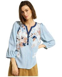 iN FRONT - Hellblaue bluse mit v-ausschnitt - Lyst
