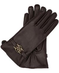 Kazar - Braune Lederhandschuhe Mit Monogramm - Lyst