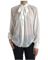 Dolce & Gabbana - Overhemd Blouse Met Lange Mouwen Vlinderdas Hals - Lyst