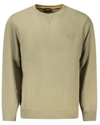 HUGO - Grüner Baumwoll-Crewneck-Pullover - Lyst