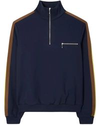 Tory Burch - Hoodies & Sweatvesten ,Blauw ,Polyester Side-Stripe Detail Sweatshirt - Lyst