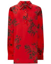 Max Mara - Overhemden ,Rood ,Zijden Blouse - Lyst
