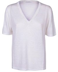 Kangra - Leinen v-ausschnitt t-shirt für frauen - Lyst