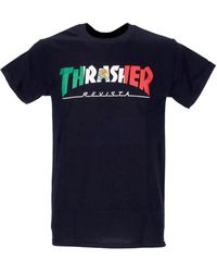 Thrasher - Tops ,Zwart ,Katoen Zwarte Tee Met Aangepast Logo - Lyst