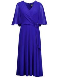 Joseph Ribkoff - Elegante vestito midi blu con maniche effetto mantella - Lyst
