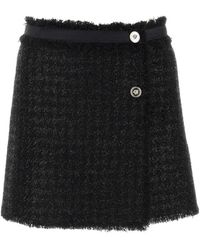 Versace - Vichy Tweed Wrap Mini Skirt - Lyst