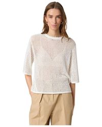 Soaked In Luxury - Weiße Strickpullover Mit Halbärmeln - Lyst