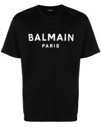 Balmain - Tops ,Zwart ,Klassiek Zwart/Wit T-Shirt - Lyst