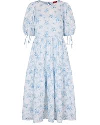 Crās - Pulverblau Besticktes Kleid Mit Rüschen - Lyst