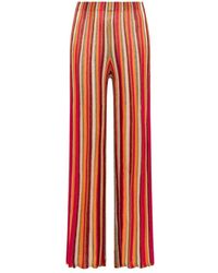 Maliparmi - Broeken ,Oranje ,Polyester Flexage Stripes Broeken - Lyst