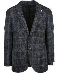 L.B.M. 1911 - B.M. 1911, ,Jassen ,Blauw ,Wol Giacca Stondata - Lyst