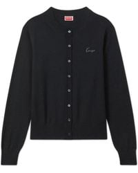 KENZO - Truien & Vesten ,Zwart ,Katoen Buttoned Crewneck Cardigan - Lyst