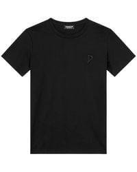 Dondup - Zwarte Katoenen T-Shirt Met Geborduurd Logo - Lyst