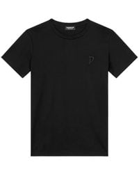 Dondup - Schwarzes baumwoll-t-shirt mit besticktem logo - Lyst