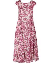 Max Mara - Kleedjes ,Roze ,Jurk Met Bloemenprint En Korte Mouwen - Lyst