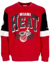Mitchell & Ness - Hoodies & Sweatvesten ,Rood ,Katoen Miami Heat Nba Crewneck Sweatshirt - Lyst