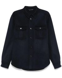 Brioni - Jassen ,Blauw ,Wol Middernachtblauw Wol-Kasjmier Overhemdjas - Lyst