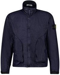 Stone Island - Jassen ,Blauw ,Nylon High-Neck Nylon Jacket - Lyst
