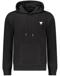 Guess - Hoodies & Sweatvesten ,Zwart ,Katoen Zwarte Katoenen Hoodie Met Logo - Lyst