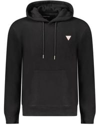 Guess - Schwarzer Baumwoll-Kapuzenpullover Mit Logo - Lyst