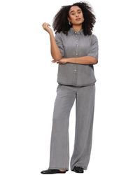 Object - Overhemden ,Grijs ,Denim Objframe 2/4 Re Denim Top - Lyst