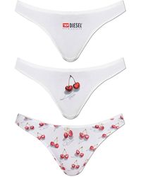 DIESEL - Ondergoed ,Wit ,Katoen Ufpn-Punchy-Threepack String Thong Drie-Pack - Lyst