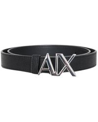 Armani Exchange - Cinturón reversible negro para mujer con logo metálico - Lyst