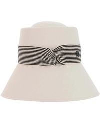 Maison Michel - Accessoires ,Wit ,Optic Konijnenhaar Cloche Hoed - Lyst