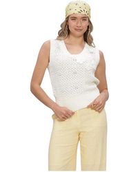 SELECTED - Tops ,Wit ,Linnen Tops & T-Shirts Slfkarla Sl Knit U-Neck Top - Lyst