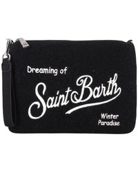 Saint Barth - Schwarze clutch mit besticktem logo - Lyst