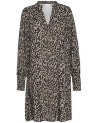 Kaffe - Kleedjes ,Zwart ,Grafische Lijnen Jurk Met Ruchedetail - Lyst
