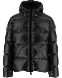 Herno - Jassen ,Zwart ,Nylon Gewatteerde Nylon Donsjas Met Capuchon - Lyst