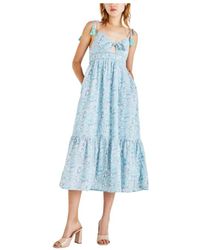 Pepe Jeans - Kleedjes ,Blauw ,Bloemenprint Jurk Mallory - Lyst