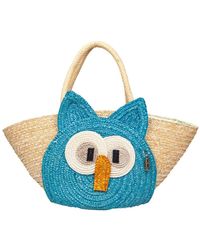 La Milanesa - Raffia-handtasche in natur & türkis - Lyst