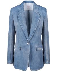 Jucca - Jassen ,Blauw ,Denim Single-Breasted Denim-Print Jas - Lyst