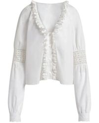 Alberta Ferretti - V-Hals Poplin Blouse - Lyst