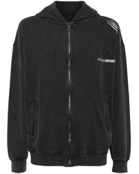 Philipp Plein - Fitness ,Zwart ,Katoen Hoodie Sweatjacket Cold Dye - Lyst