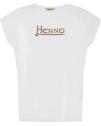 Herno - Tops ,Grijs ,Katoen Interlock Jersey T-Shirt - Lyst