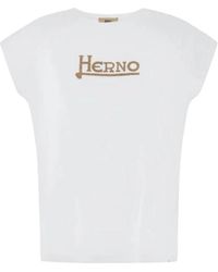 Herno - Tops ,Grijs ,Katoen Interlock Jersey T-Shirt - Lyst