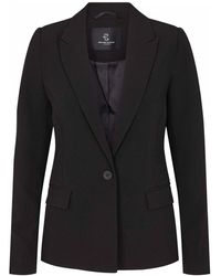 Bruuns Bazaar - Jassen ,Zwart ,Polyester Zwarte Blazer Met Klepzakken - Lyst