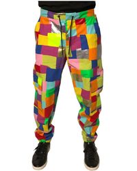 Dolce & Gabbana - Bunte patchwork cargo hose mit kordelzug - Lyst