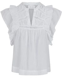 Neo Noir - Overhemden ,Wit ,Katoen Witte Voile Blouse Met Ruchedetails - Lyst